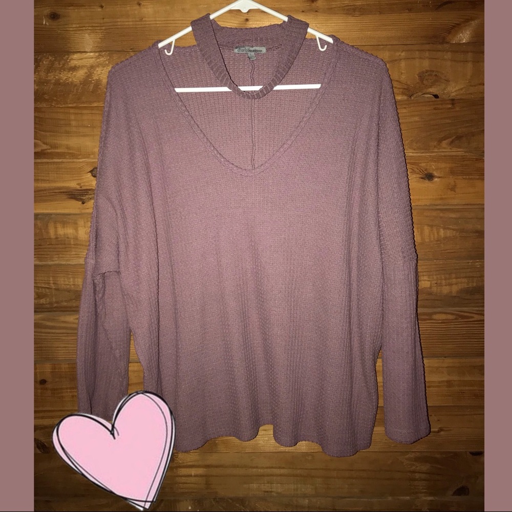 Waffle knit mock-neck sweater 💗